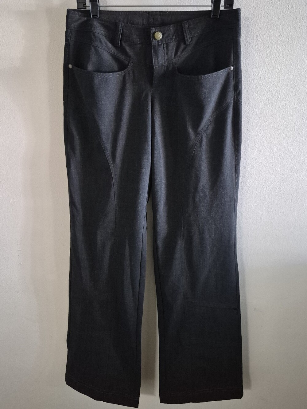 6T) Athleta Canyon Casual Wool Blend Charcoal Gray Zippered Calf Pockets Pants